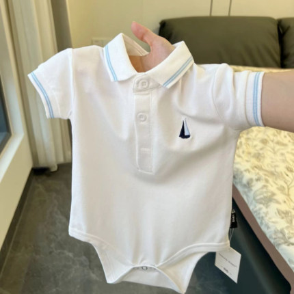 太可爱婴儿网红衣服宝宝polo衫短袖洋气三角爬服小少爷连体衣哈衣
