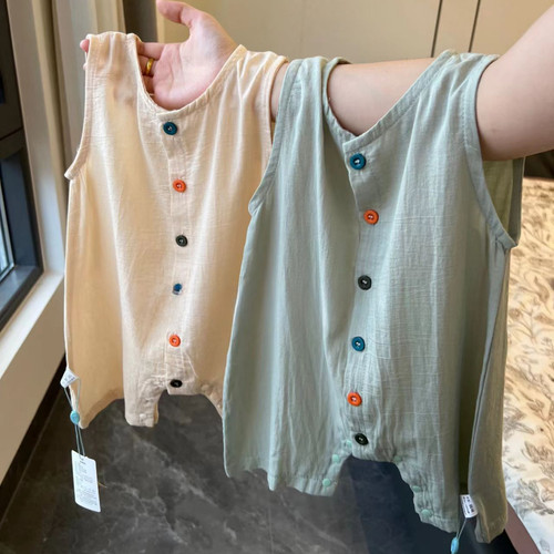 婴幼儿衣服夏季薄款棉麻无袖哈衣