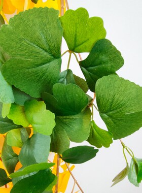 仿真银杏叶藤条 手感绿色黄色银杏叶蔓藤 室内外工程装饰