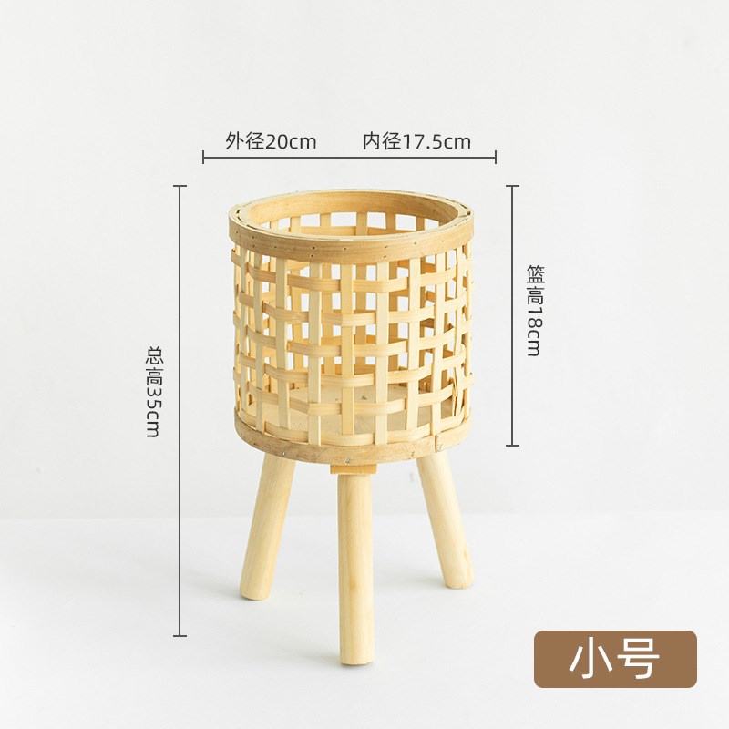 北欧2022新款实木编织耐用结实高脚花架客厅室内外阳台花盆图片