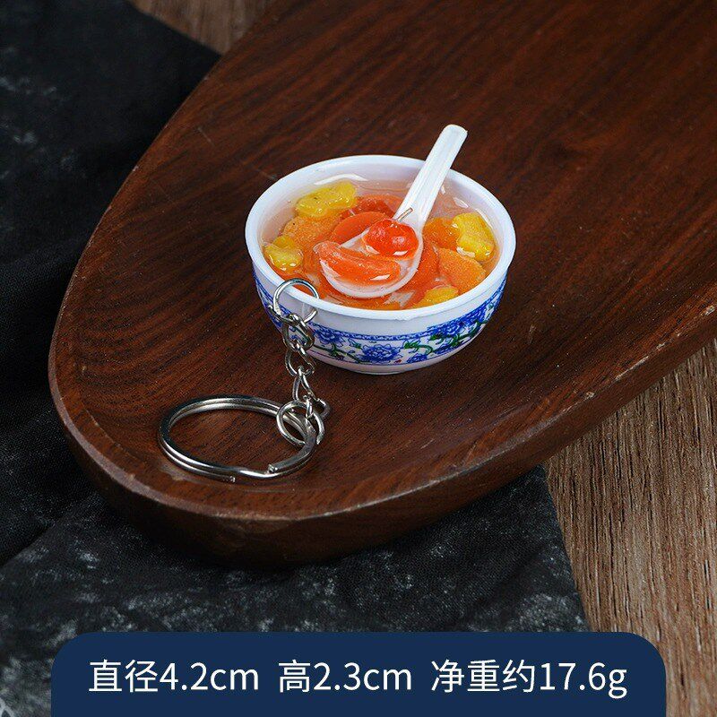 米饭面条迷你食碗小碗摆件仿青花瓷碗仿真食物挂件钥匙扣