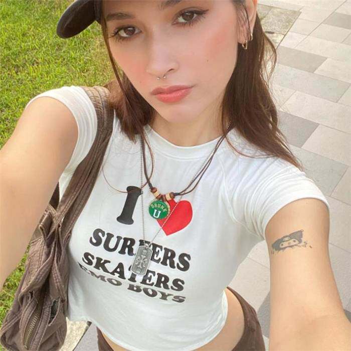 ins欧美bm风修身短袖短款T恤小上衣女 crop top tee tshirt women