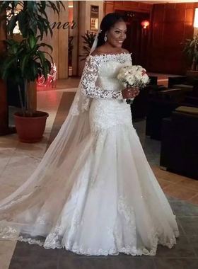 African mermaid Wedding Dress Long Sleeve Wedding Gown 婚纱