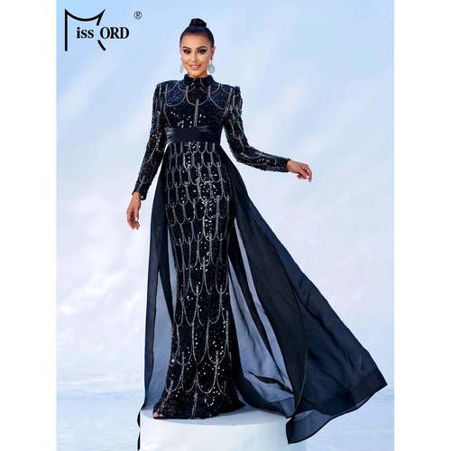 Sequin Long Sleeved Evening Gown Birthday Party Formal