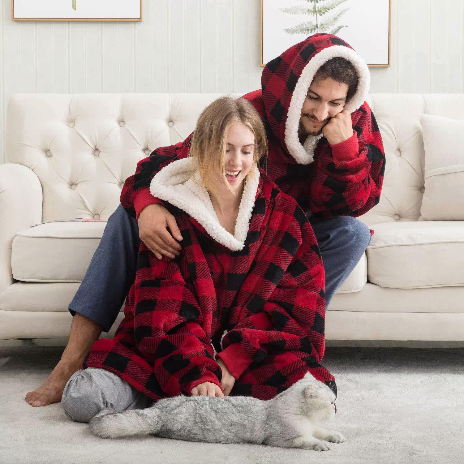 wearable lamb velvet loafer blanket home casual plush