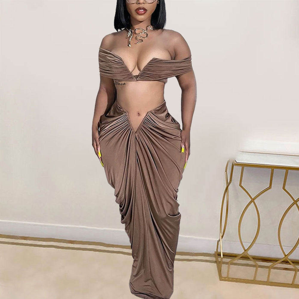 two pieces dress plus size sexy party dress women skirt 3xl
