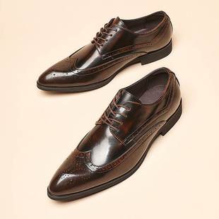 Men Patent Brogue Dress Shoes Classic Business Formal Shoes