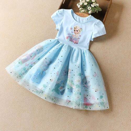 2023 Summer Frozen Children's Elsa Princess Baby Girls Dress
