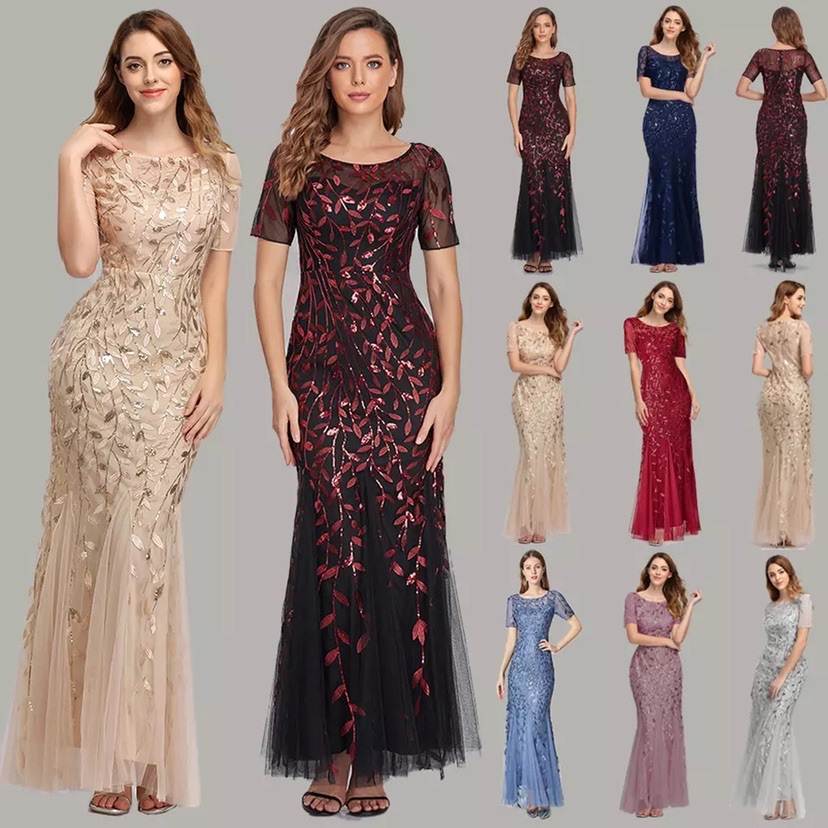 Plus Size Evening Dresses Mermaid Short Sleeve Party Dress