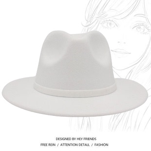 Men Women Fedora Hat 男女秋冬毛呢礼帽绅士爵士平檐毛毡大檐帽