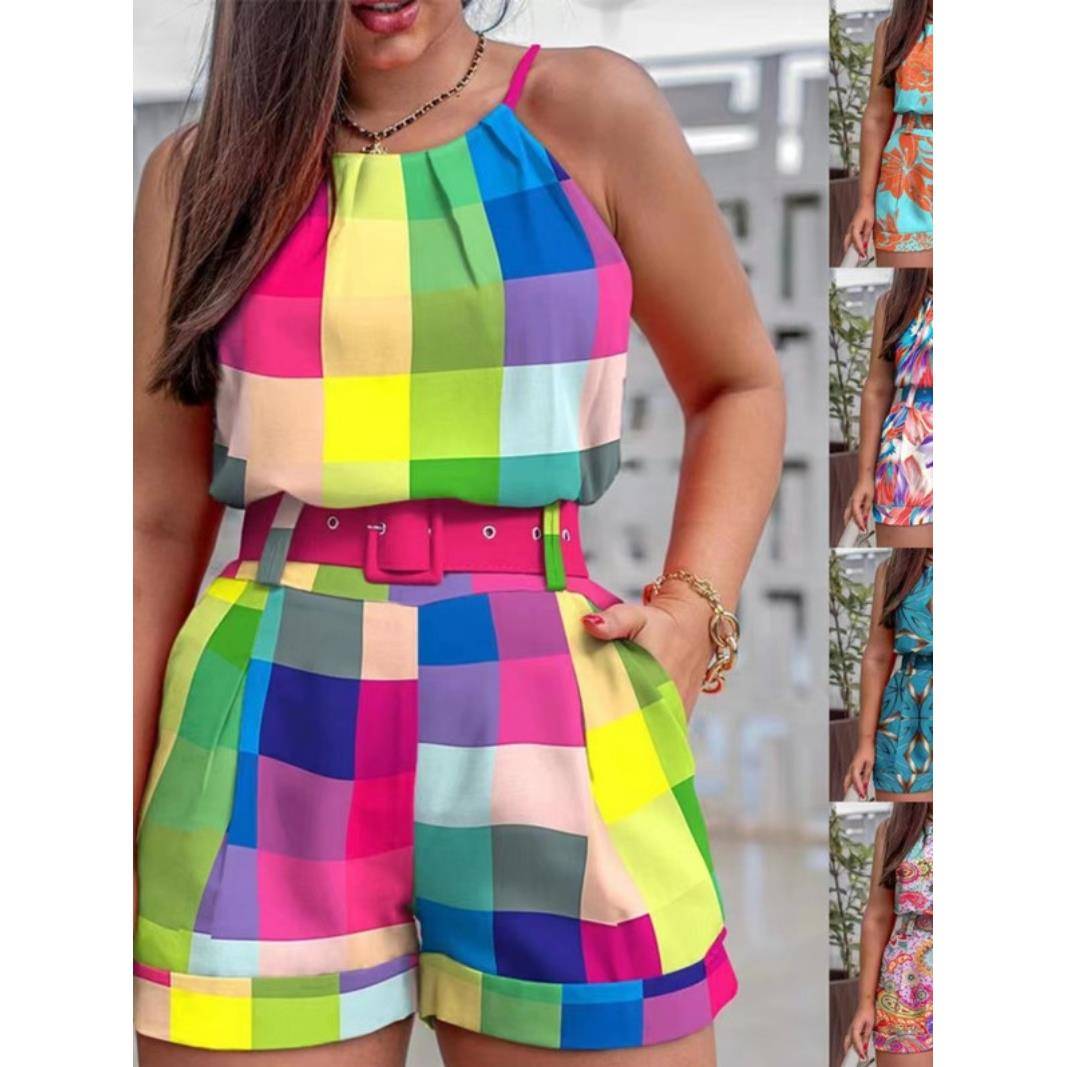 2023 summer jumpsuit women pants ladies short trousers 2 set