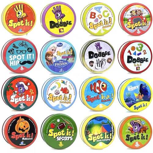 spot it game 英文版 铁盒找你妹 多人聚会益智游戏卡牌Dobble