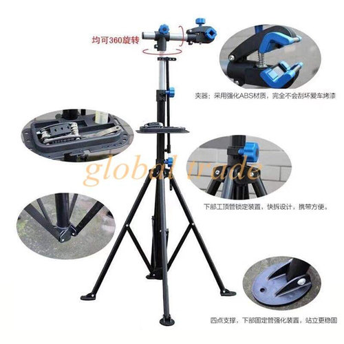 Tubular adjustable foldable bicycle bike repair stand rack