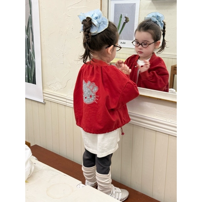 日本品质童装女童衣服外套洋气夹克上衣T打底裤套装2025秋装新款