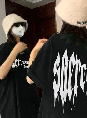 2025新款精梳棉重工烫钻字母印花款宽松短袖T恤上衣women clothes