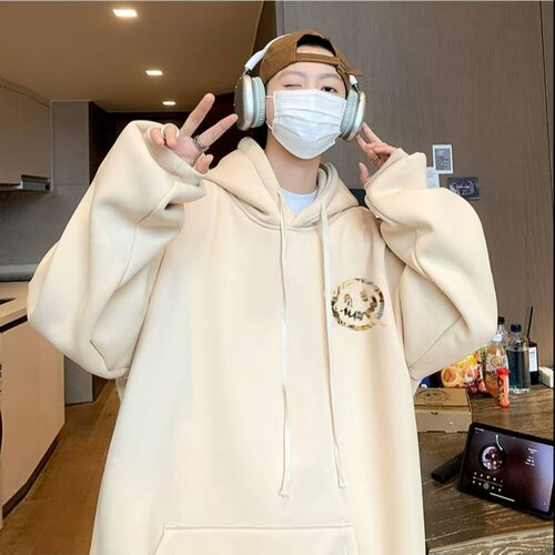 男女长袖衣秋冬港风街头连帽卫衣加绒加厚美式hiphop外套宽松潮牌