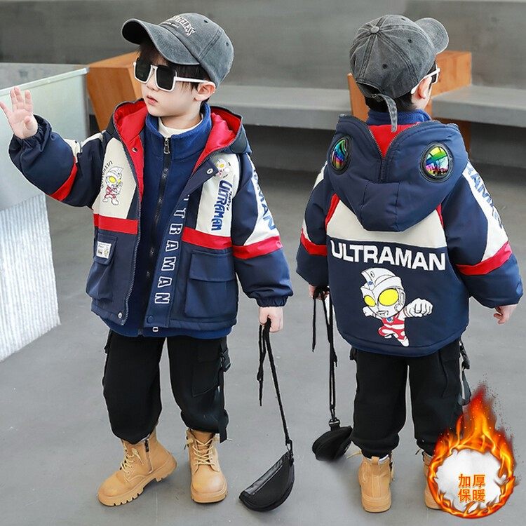 奥特曼儿童卡通加绒加厚冲锋衣冬