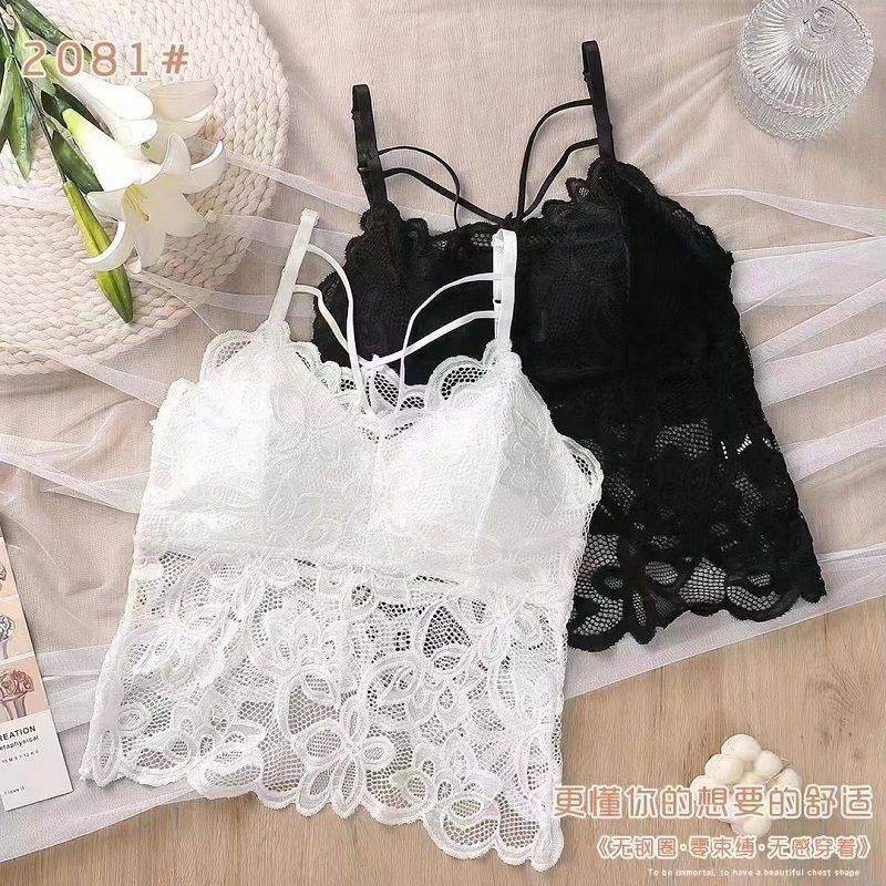 大码性感蕾丝美背内衣带胸垫一体式免穿文胸夏季薄款透气吊带背心