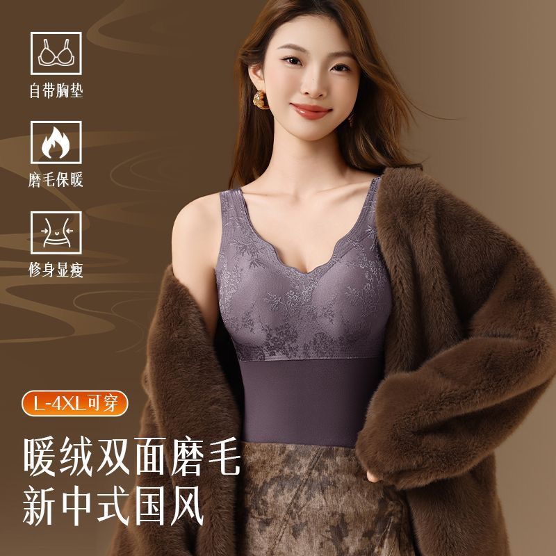 双面磨毛加厚防寒国风保暖背心女