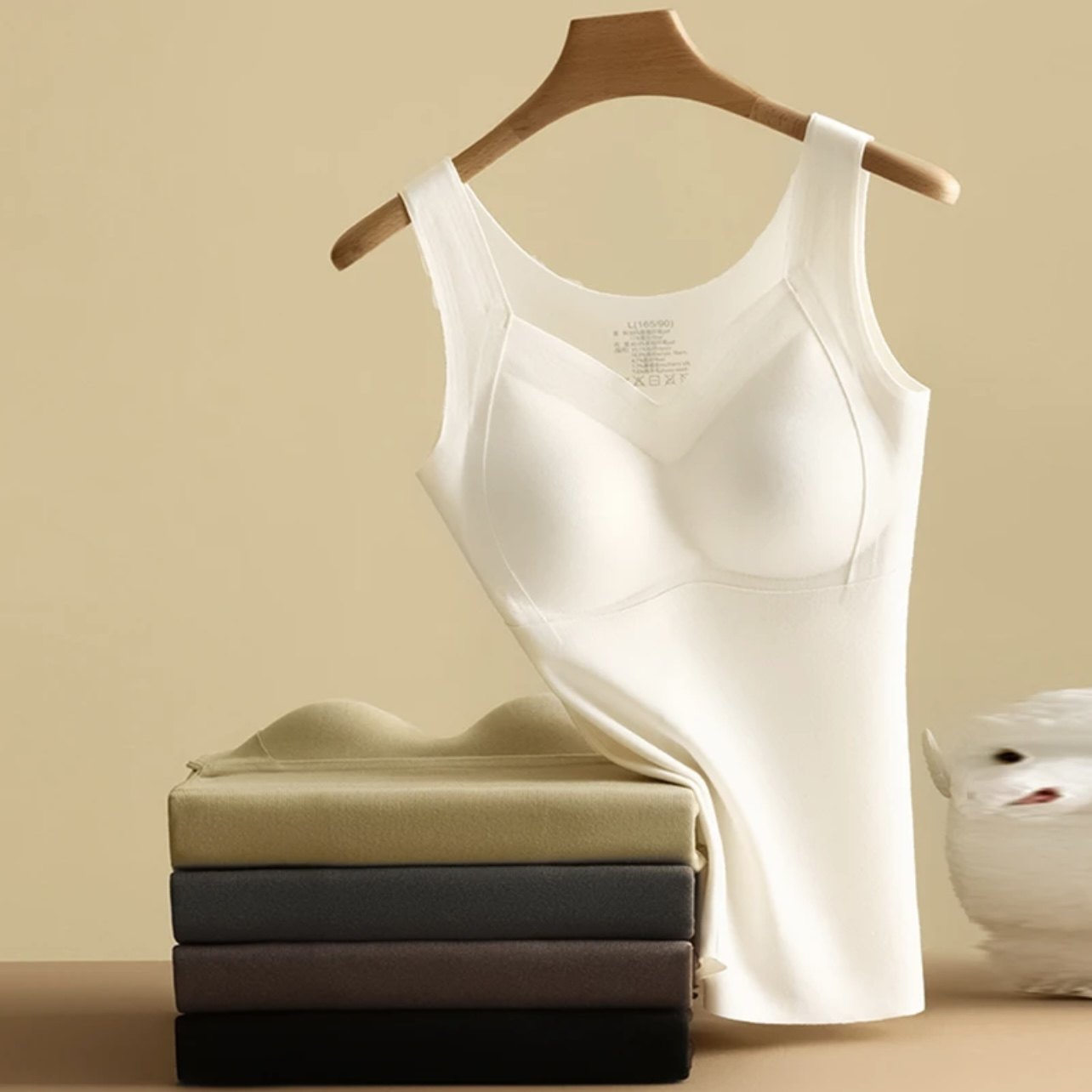 秋冬无痕保暖背心带胸垫一体式免穿文胸护肚贴片大码防寒打底上衣