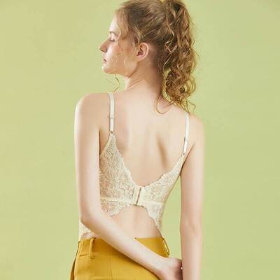 镂空蕾丝吊带背心带胸垫一体式无痕大码显瘦夏季薄款蝴蝶美背内衣