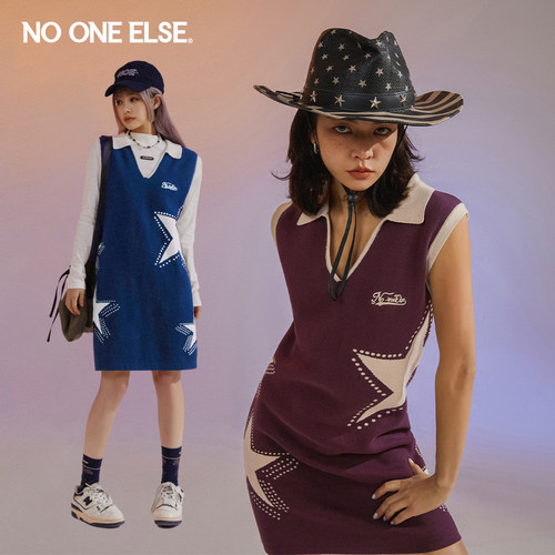 nooneelse星星针织无袖连衣裙