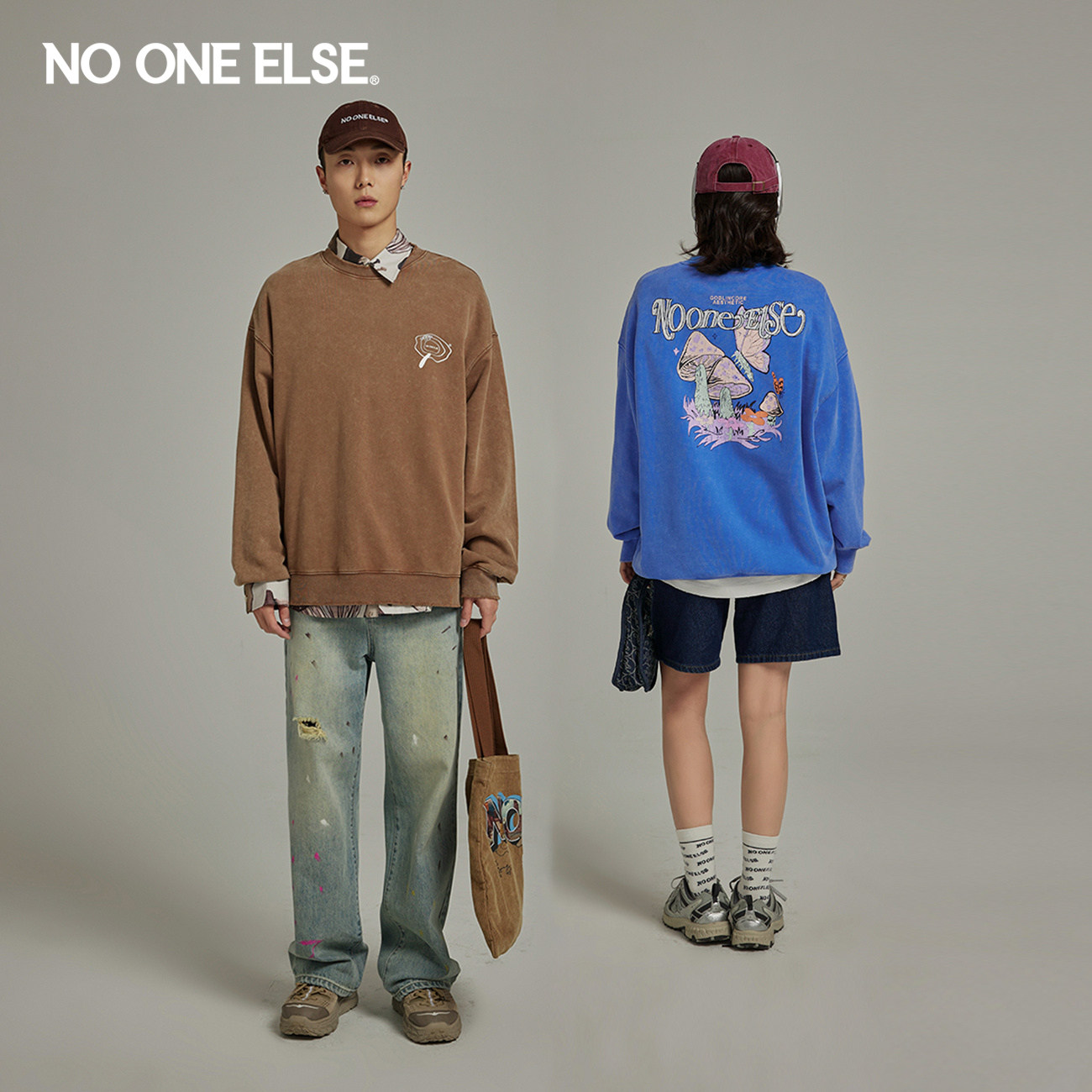 NO ONE ELSE潮酷宽松卫衣男女款2026年春秋新品森林精灵系列上衣