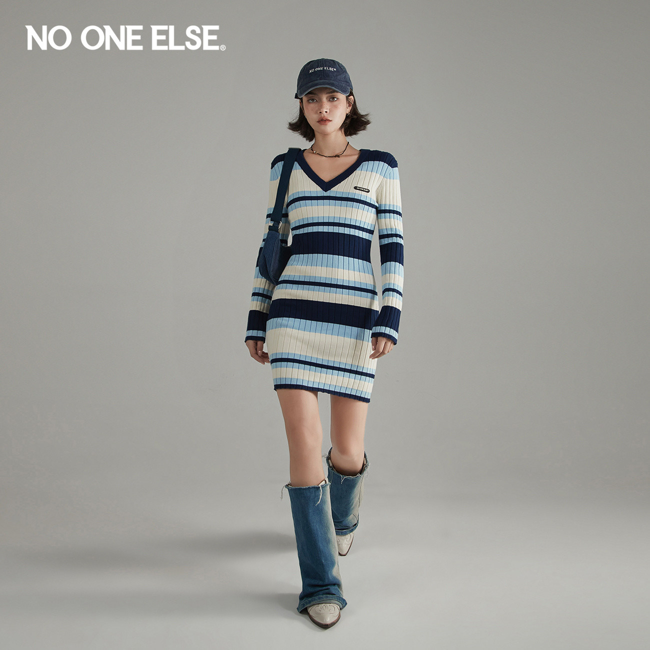 NOONEELSE条纹针织连衣裙图片