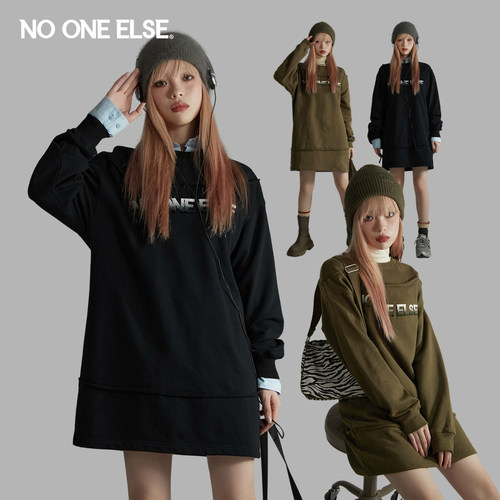 字母宽松连衣裙nooneelse