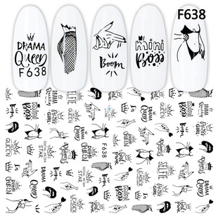 3D Nail Sticker Cool English Letter Nail Art Decorations