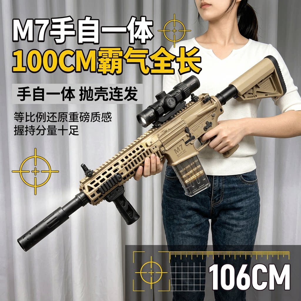男孩生日礼物M7软弹枪抛壳手自一体连发儿童玩具枪8至12岁6以上10