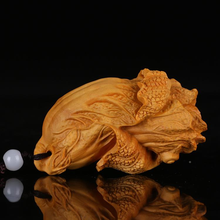 杨黄木雕白菜红木手把件木质饰工艺品挂家居百挂件财文玩创蜗牛白