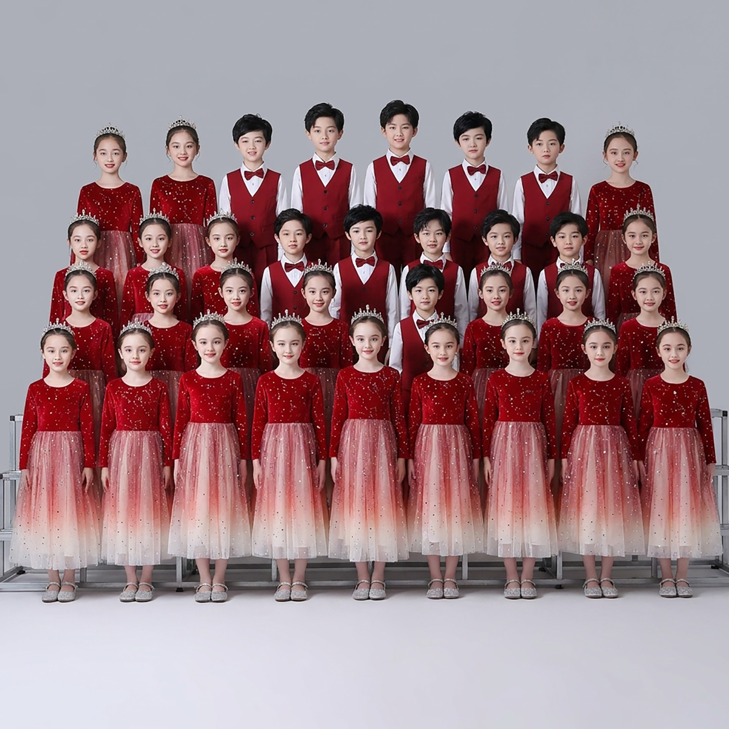 元旦儿童合唱演出服女童舞蹈裙中小学生礼服朗诵演讲比赛表演服装