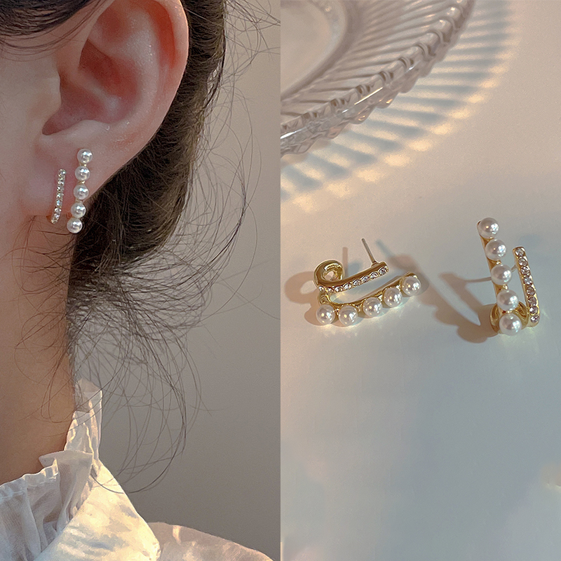 气质网红双层锆石珍珠耳钉
