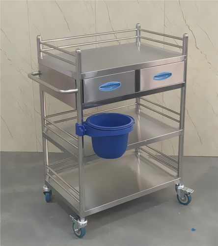 加厚不锈钢器械台双抽器械车手术车治疗车换药车美容仪器车手推车