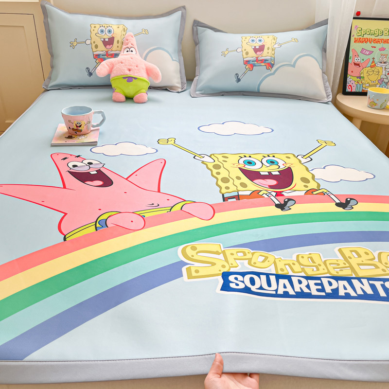 海绵宝宝夏季卡通冰丝凉席学生宿舍单人可水洗空调软席子儿童床席,床上用品,冰丝席,淘宝优惠券,粉丝福利购,淘宝优惠卷
