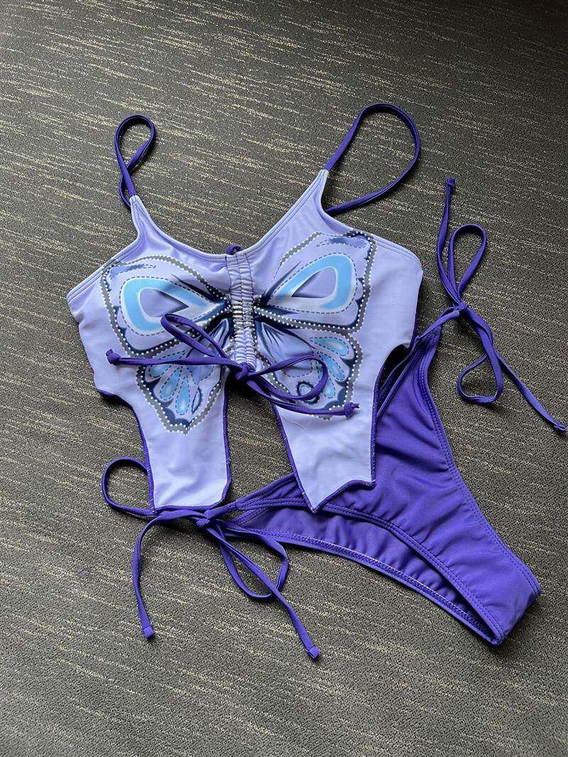 欧美风女士泳衣蝴蝶小清新泳装分体比基尼Split swimsuit bikini