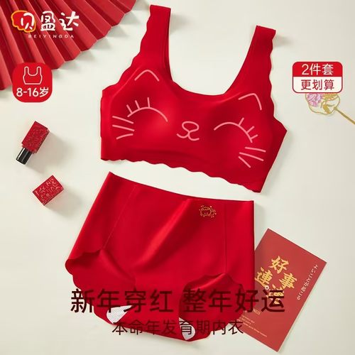 女童中国红本命年内衣套装