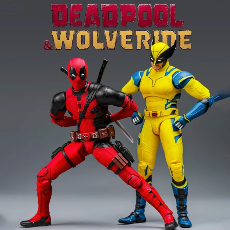 正版死侍与金刚狼手办新