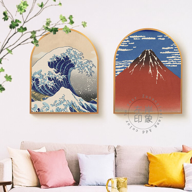 葛饰北斋日式拱形摆挂画
