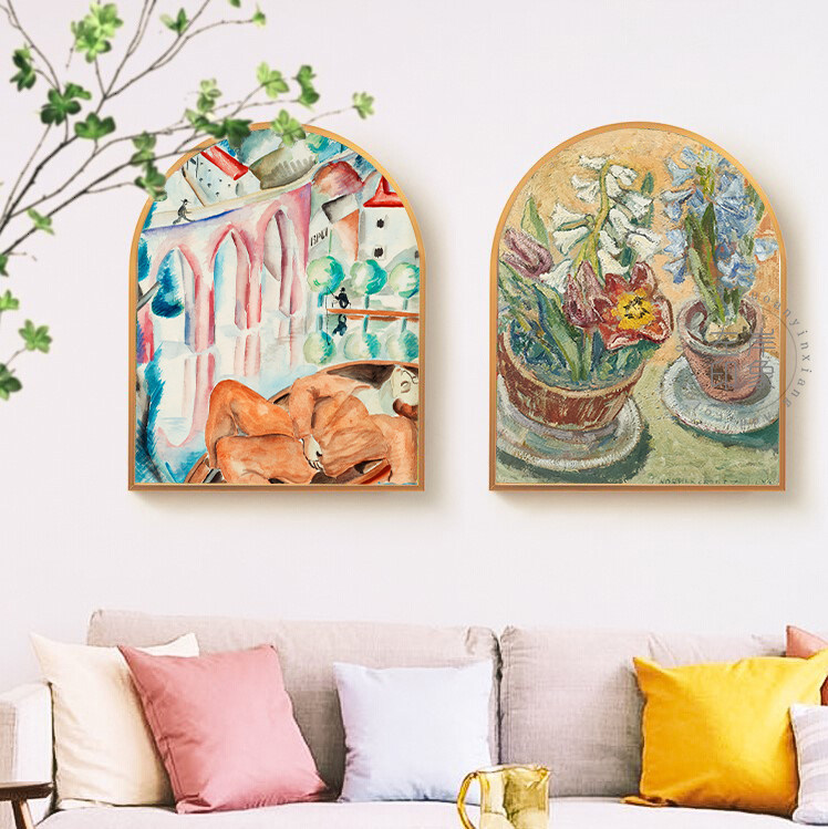 布里塔&middot;诺登克鲁茨花卉风景装饰画客厅餐厅玄关摆台拱形挂画