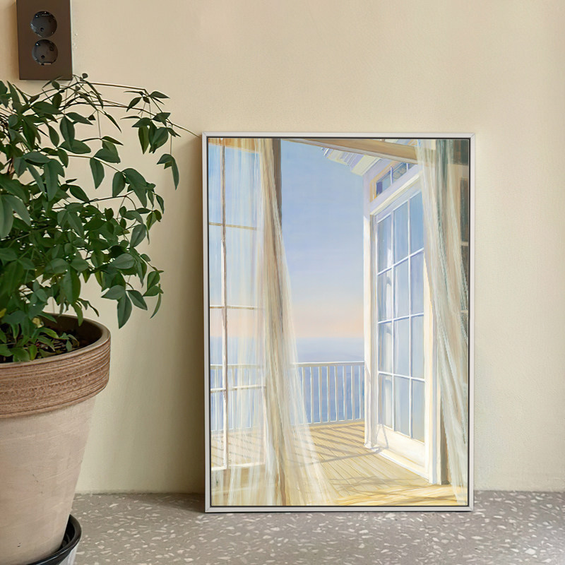 北欧ins窗外风景画美式装饰画卧室床头壁画进门摆画入户玄关挂画