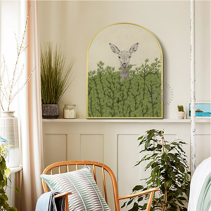 北欧风摩登女孩时尚轻奢复古风装饰画客厅餐厅入门过道拱形挂画