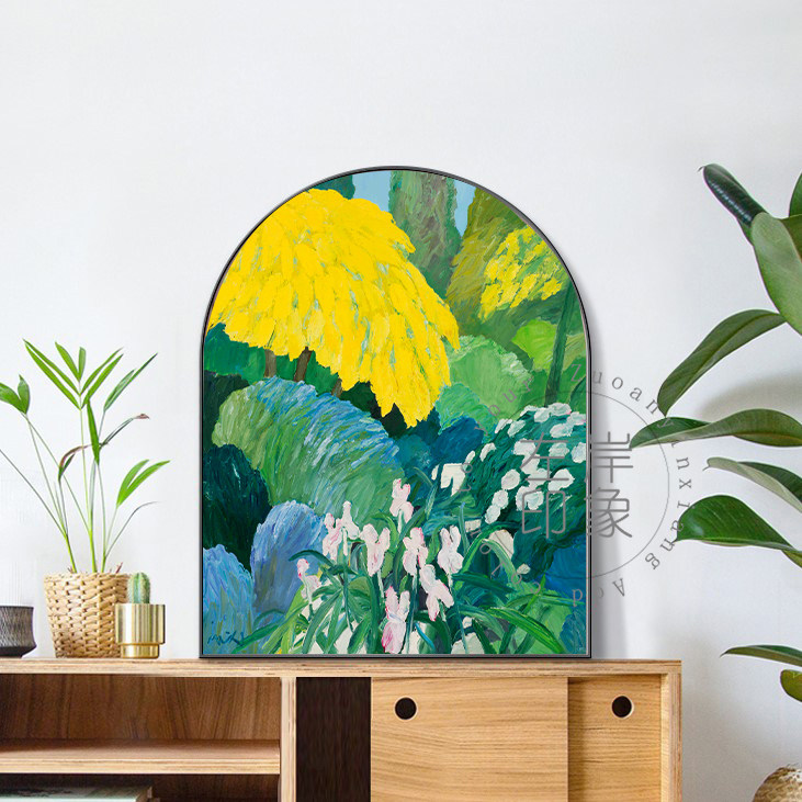 北欧ins风法国罗杰穆尔油画装饰画桌面家居餐厅摆台画拱形壁挂画