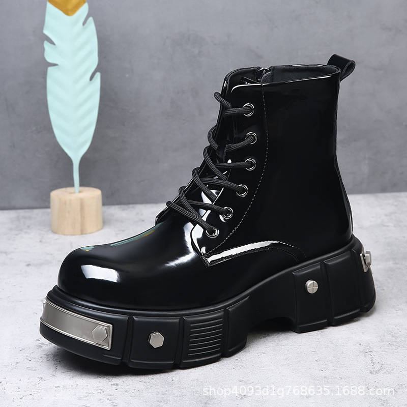 欧洲站真皮马丁靴男款英伦风夏季百搭工装机车男靴ins黑色高帮皮