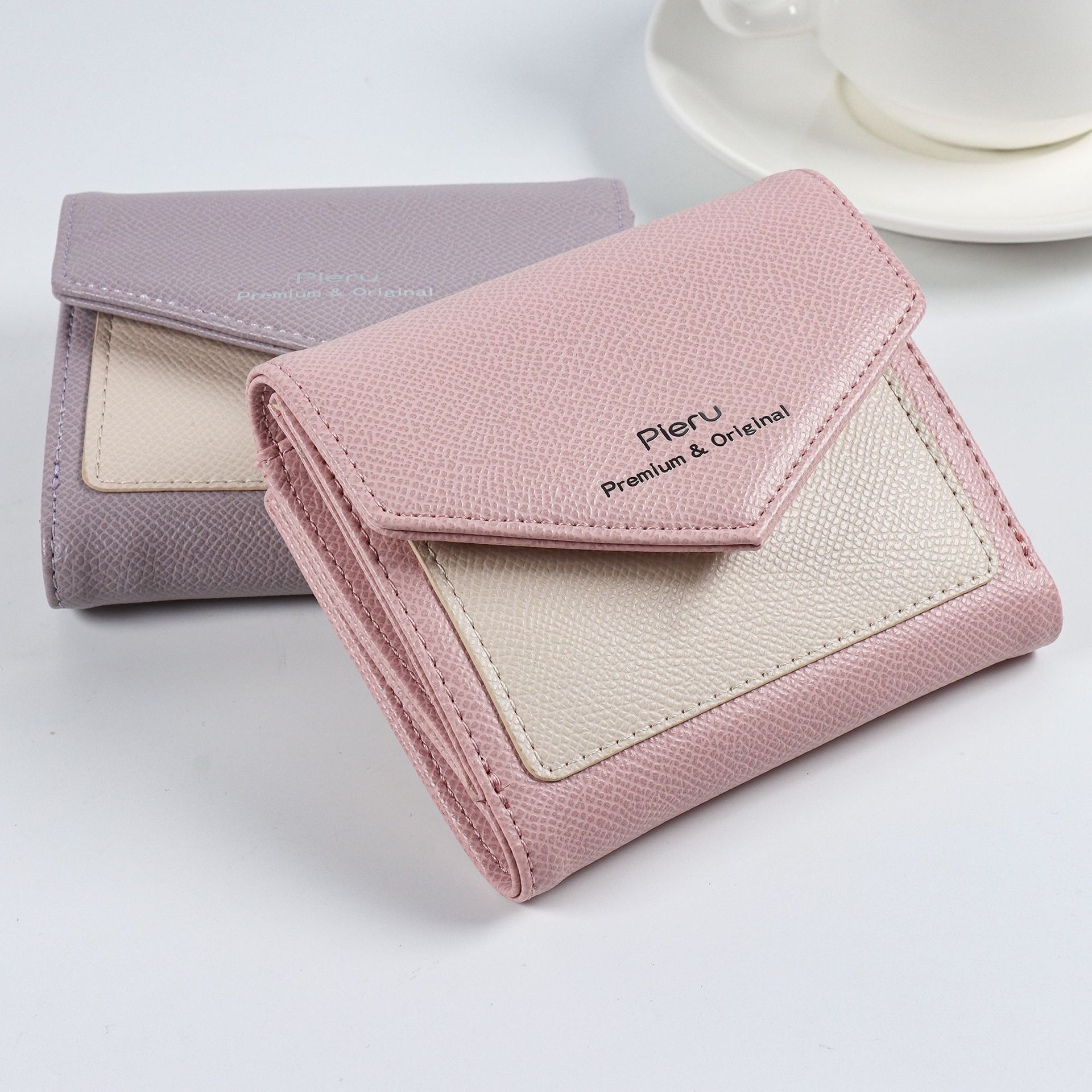 日本品质韩版硬币零钱包女拼色短款小钱包时尚多卡位多功能大容量