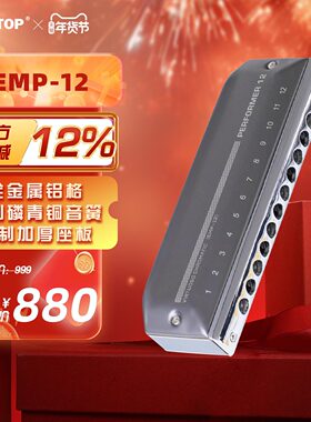 EASTTOP东方鼎铝格12孔48音C调半音阶口琴专业成人演奏练习EMP-12
