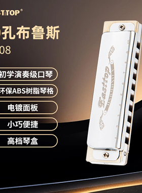 EASTTOP东方鼎T008蓝调初学布鲁斯十孔口琴10孔演奏款paddy音调