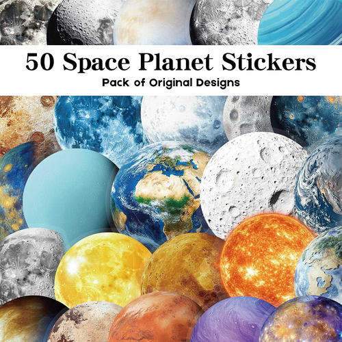 50张星球贴纸PET透明防水装饰贴