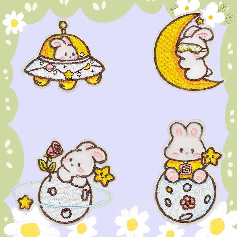 可爱毛绒兔子补丁贴自粘免缝